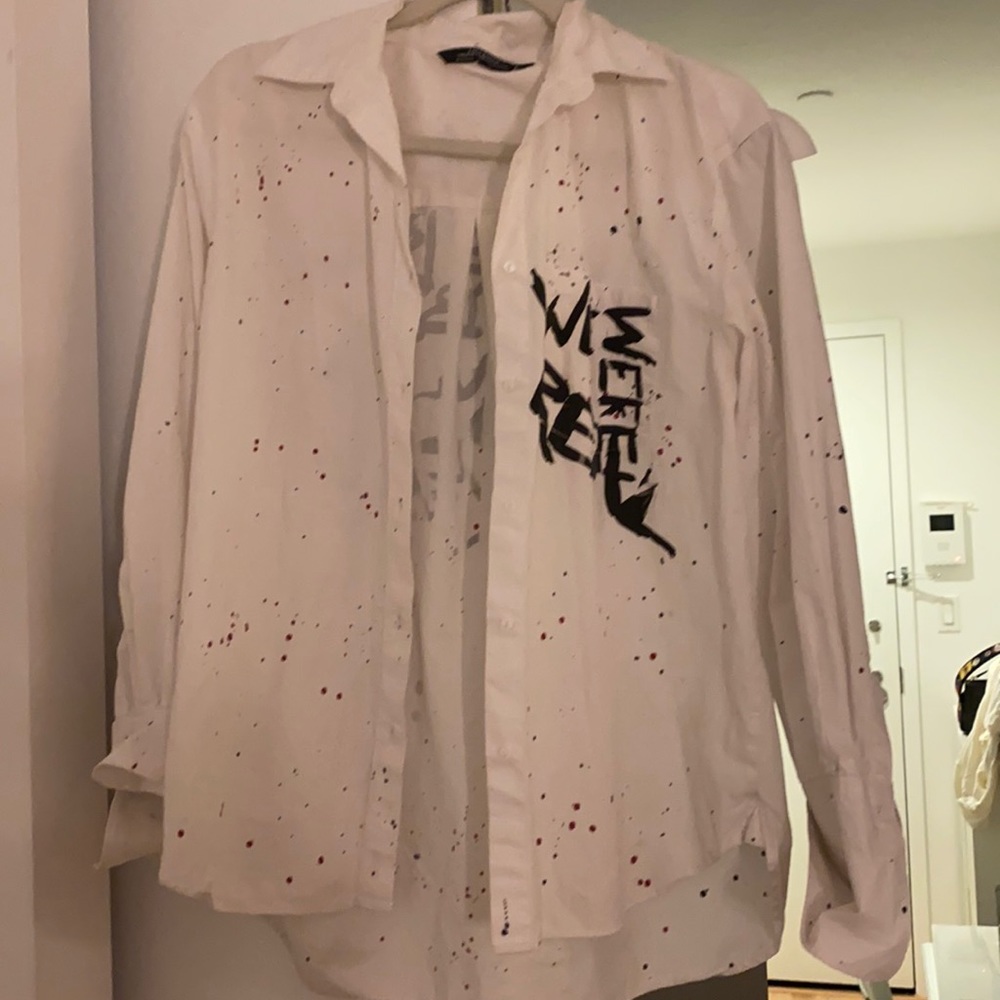 Zara white shirt graffiti